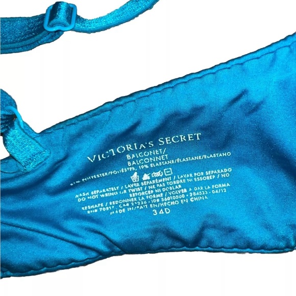 Victoria’s Secret Wireless Balconet Push Up Bra Blue Size 34D EUC - Picture 4 of 4